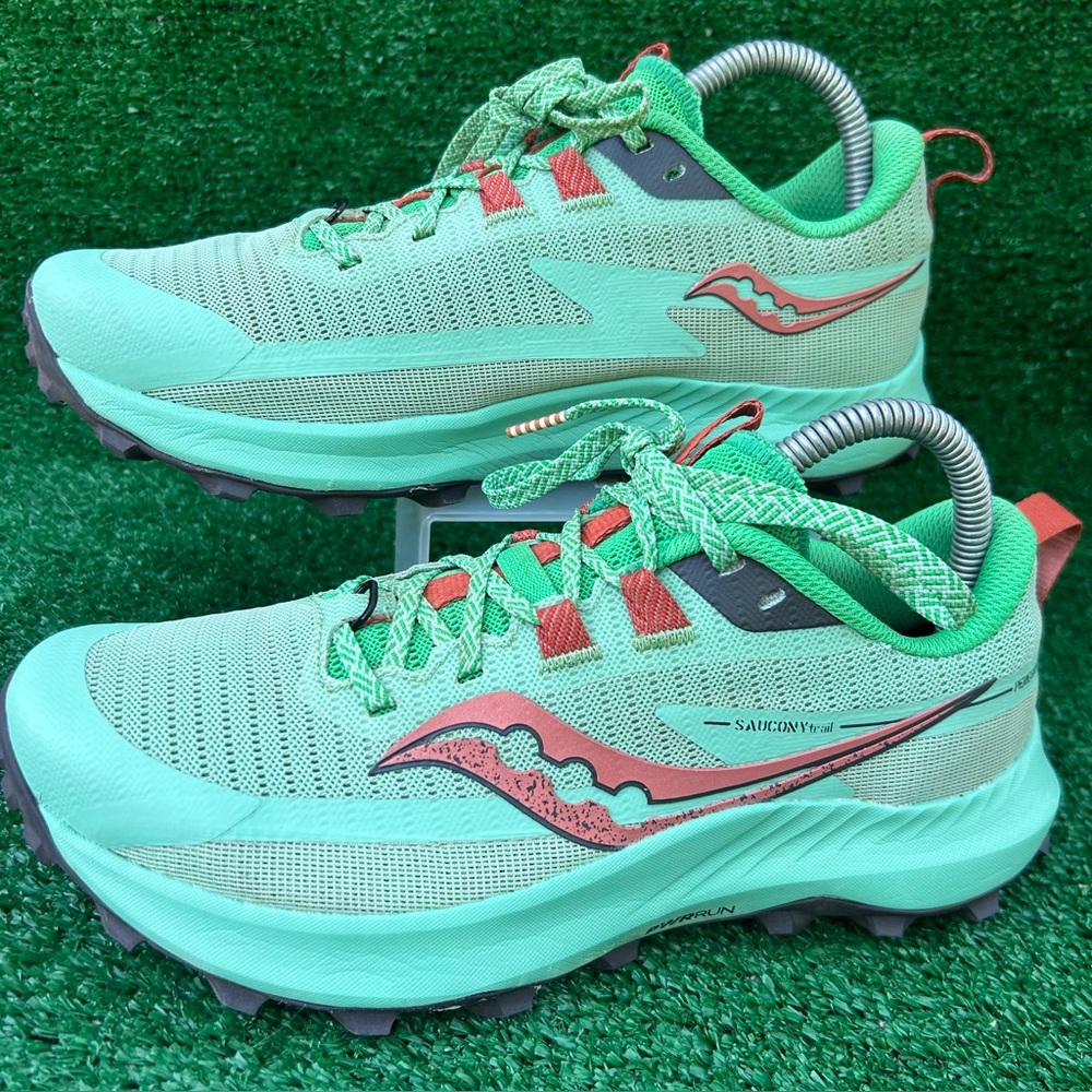 Saucony Trail Peregrine 13 Womens 8 Shoes S10838-25 Green Pink Sneakers
